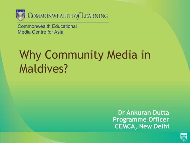 Why Community Media in Maldives?