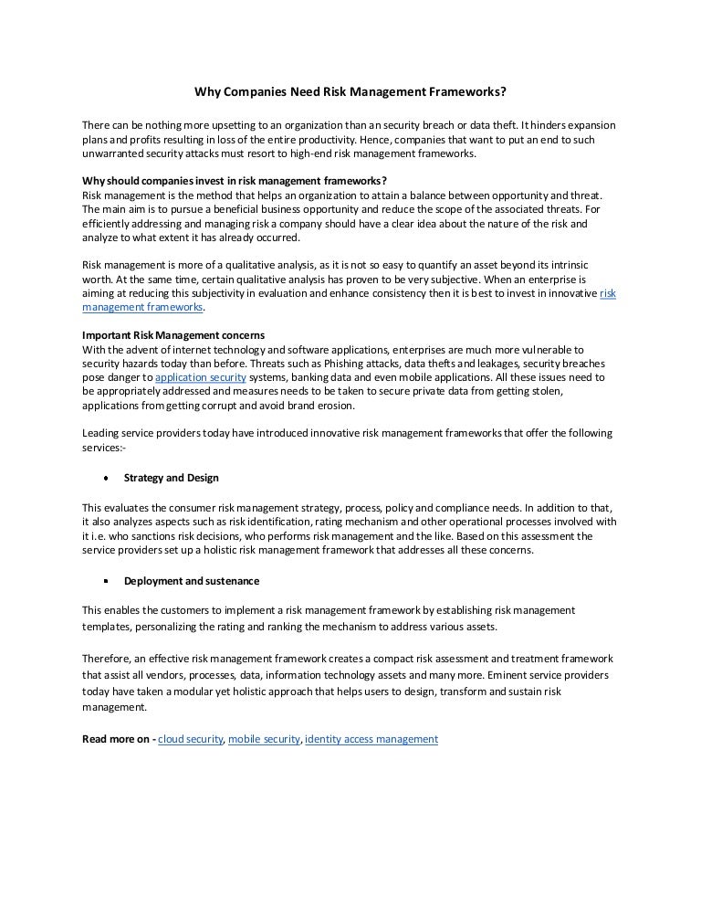 Why Companies Need Risk Management Frameworks 