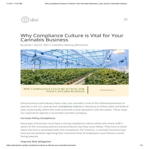 Why Compliance Culture is Vital for Your Cannabis Business