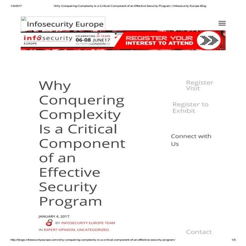 Why conquering complexity is a critical component of an effective security pr...