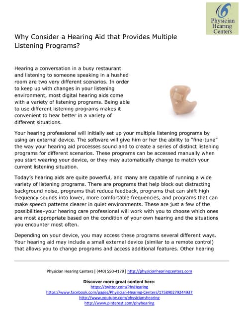 Why Consider a Hearing Aid that Pro...