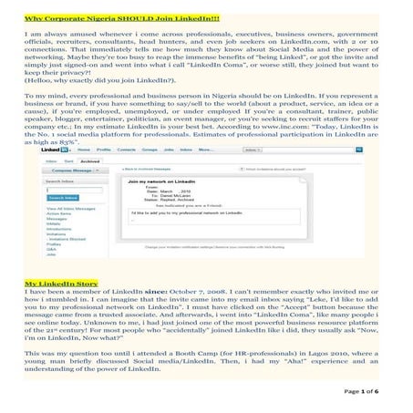 Why Corporate Nigeria Should Join LinkedIn!!! 