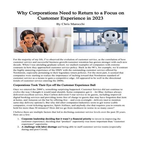 Why Corporations Need to Return to a Focus on Customer Experience in 2023.pdf