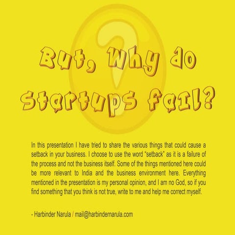 But, why do startups fail?