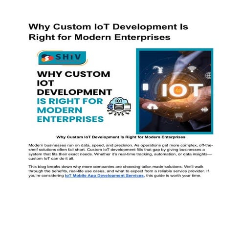 Custom IoT Development Solutions for Modern Firms