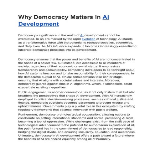 AI & Democracy | PDF