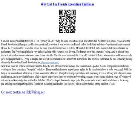 Why Did The French Revolution Fail Essay | PDF