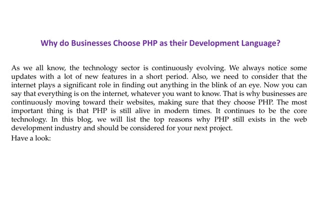 Why do businesses choose PHP as their development language?