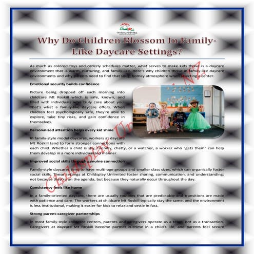 Why Do Children Blossom In Family-Like Daycare Settings?