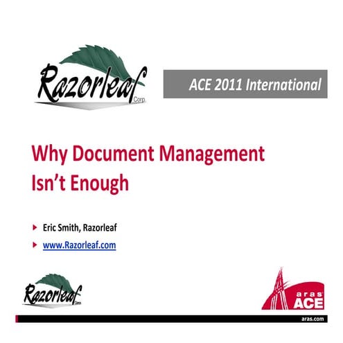 Why Document Management Isn't Enough and Why PLM is Required using Aras by Ra...