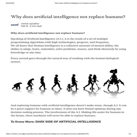 Why does artificial intelligence not replace humans | PDF
