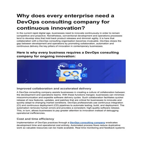 Why does every enterprise need a DevOps consulting company for continuous inn...