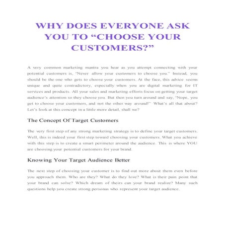 how to choose your customers