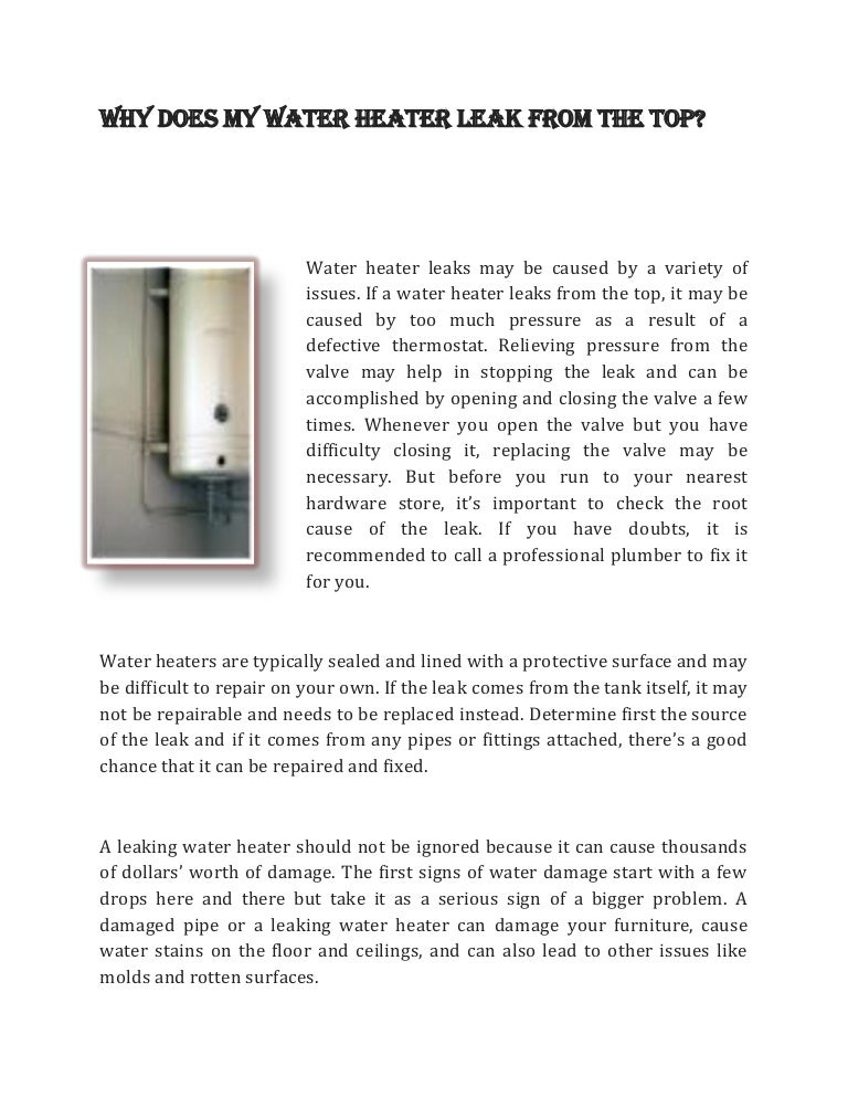 Why does my water heater leak from the top