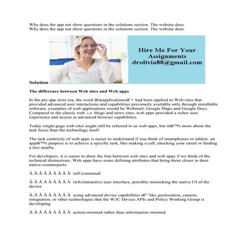 Why does the app not show questions in the solutions section- The webs.docx