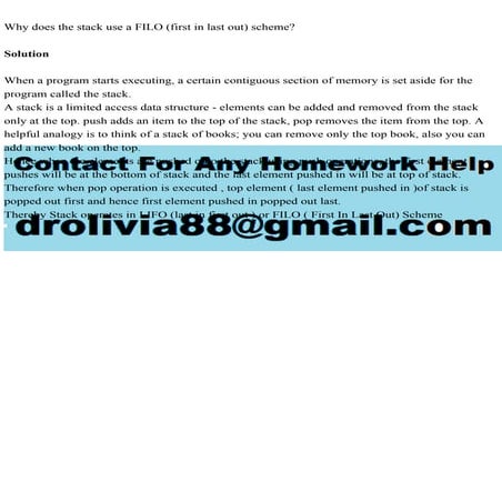 Why does the stack use a FILO (first in last out) schemeSolutio.pdf