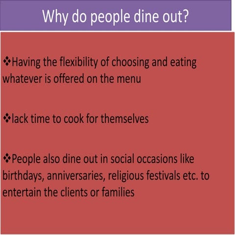 Why do people dine out