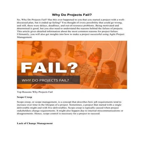 Why Do Projects Fail?- Analyzing the causes