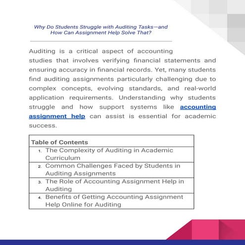 Why Do Students Struggle with Auditing Tasks—and How Can Assignment Help Solv...