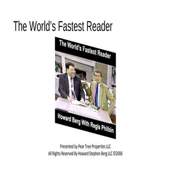 Howard Berg--world's Fastest Reader presentations