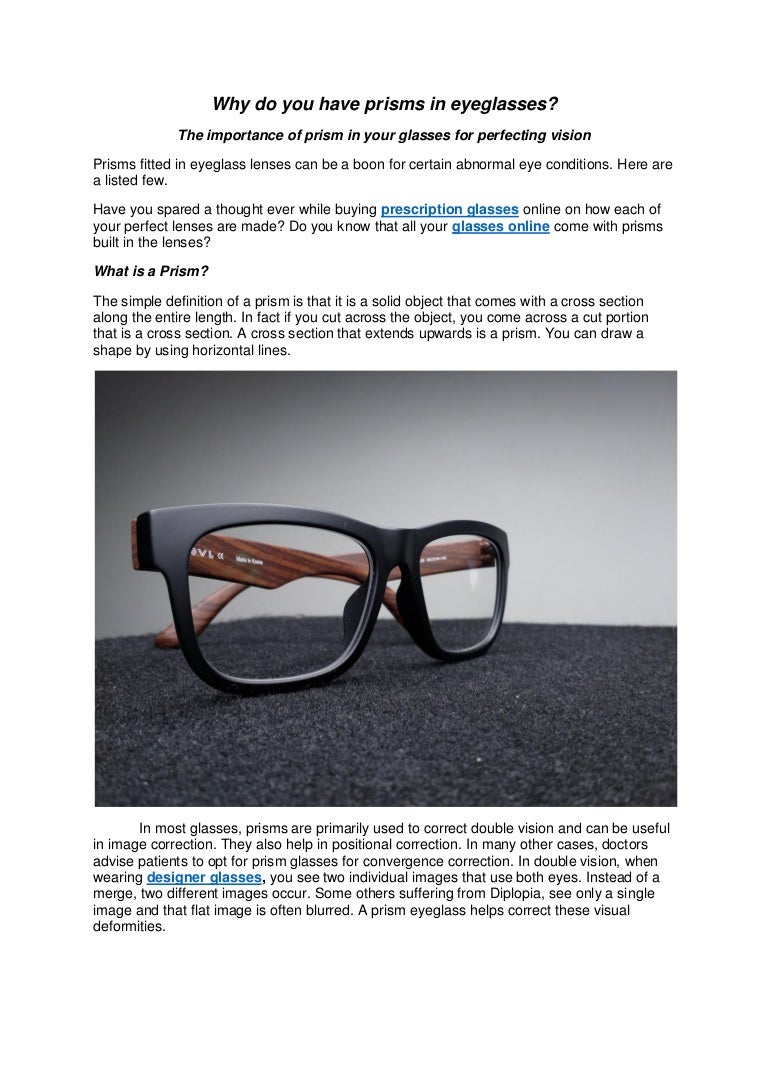 Why do you have prisms in eyeglasses