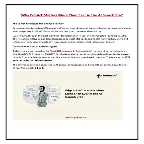 Why E-E-A-T Matters More Than Ever in the AI Search Era? | PDF