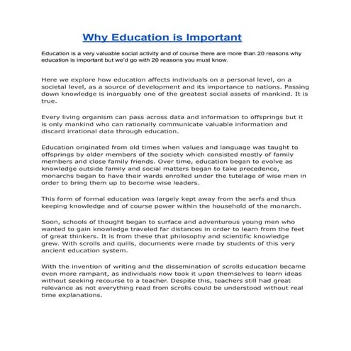 Why Education is Important