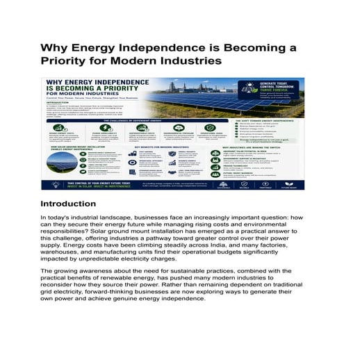 Achieving Energy Independence: Solar Solutions for Modern Industries in ...
