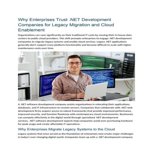 Why Enterprises Choose .NET Experts for Legacy Modernization & Cloud Migration