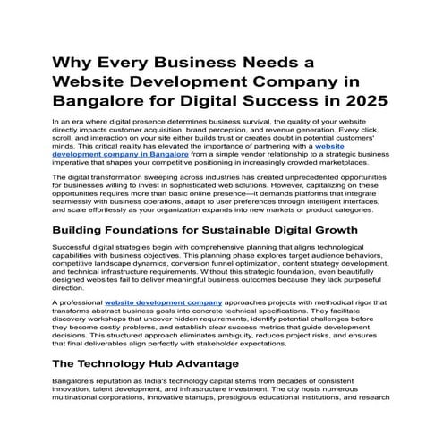 Why Every Business Needs a Website Development Company in Bangalore for Digit...