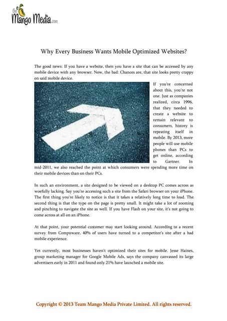 Why Every Business Wants Mobile Optimized Websites?