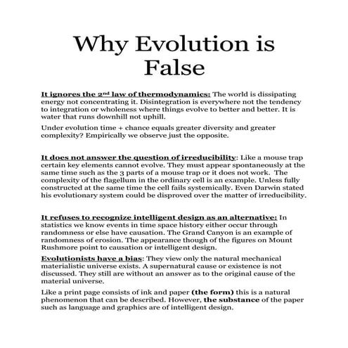 Evolution is False?