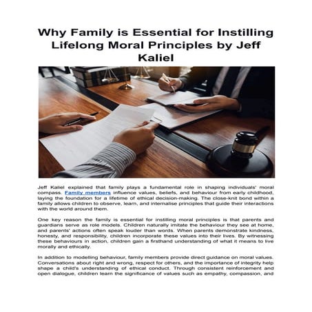Why Family is Essential for Instilling Lifelong Moral Principles by Jeff Kali...