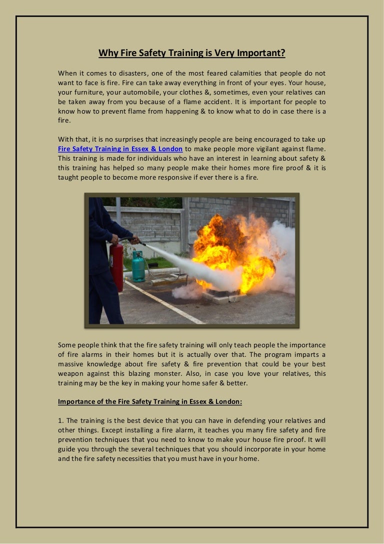 Why fire safety training is very important