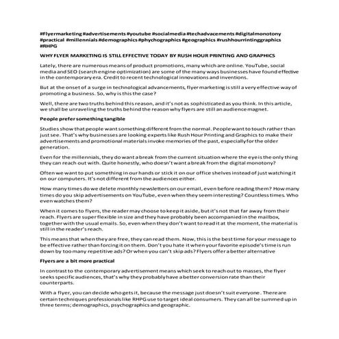 WHY FLYER MARKETING IS STILL EFFECTIVE TODAY BY RUSH HOUR PRINTING AND GRAPHICS