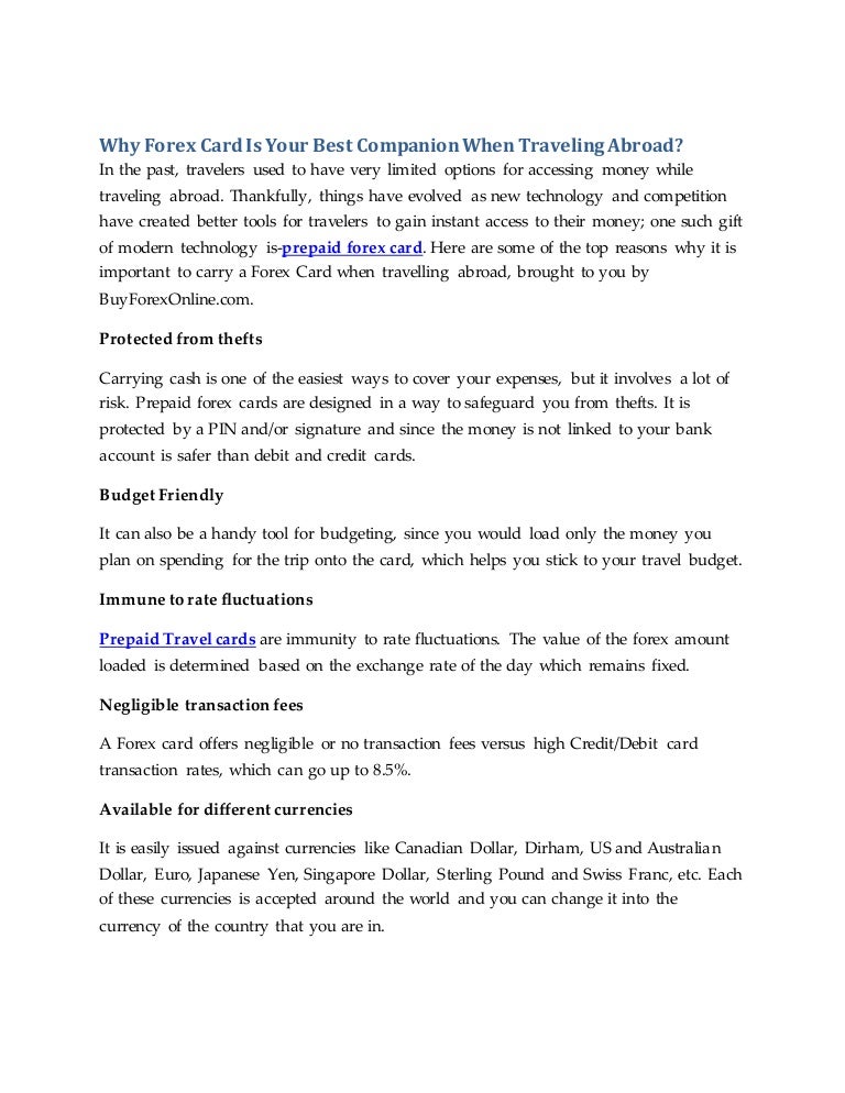 Why Forex Card Is Your Best Companion When Traveling Abroad - 