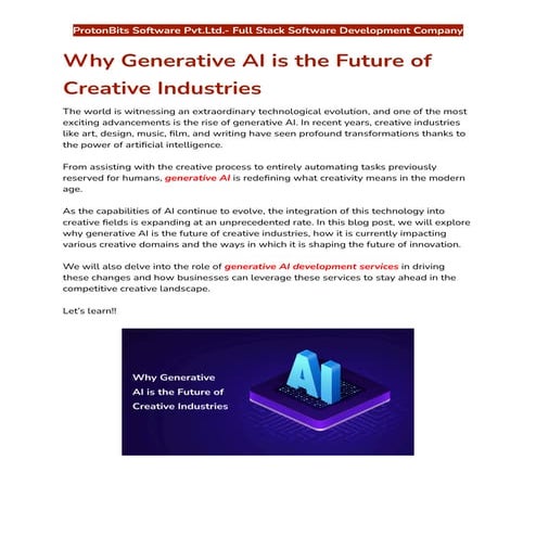 Why Generative AI is the Future of Creative Industries