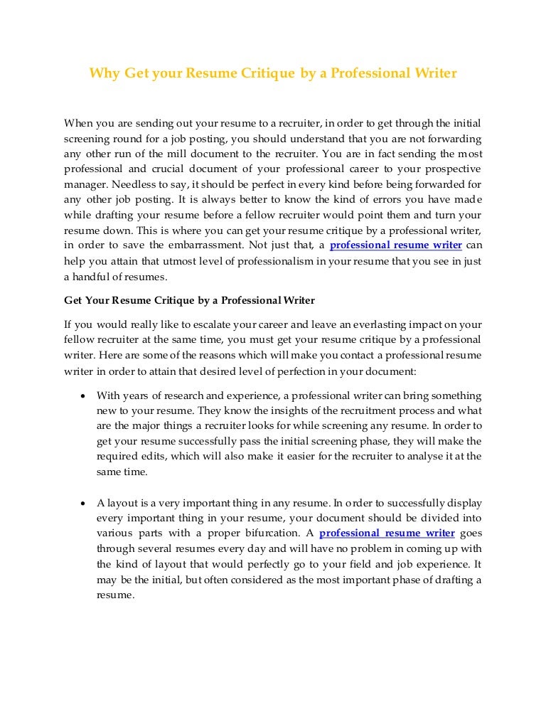 professional resume critique