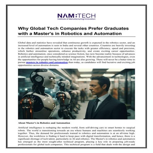 Why Global Tech Companies Prefer Graduates with a Master's in Robotics and Au...