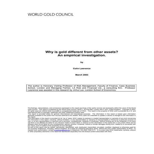 Why gold is different from other assets