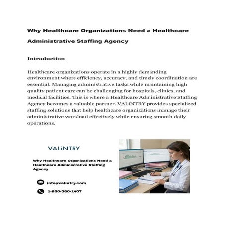 Why Healthcare Organizations Need a Healthcare Administrative Staffing ...