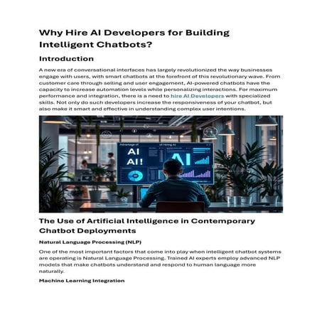 Why Hire AI Developers for Building Intelligent Chatbots?