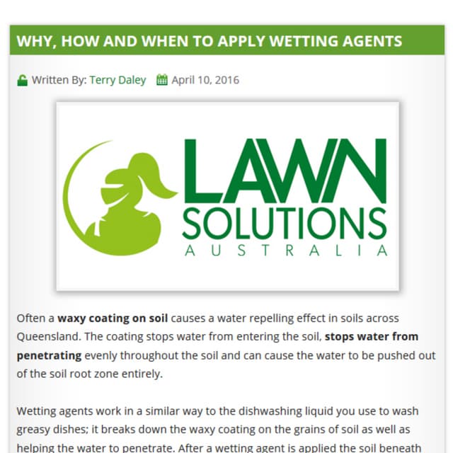 Why, how and when to apply wetting agents daleys turf PDF