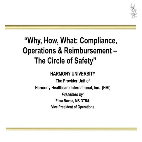 Why, How, What: Compliance, Operations & Reimbursment - The Circle of Safety