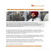 Why hr is important in manufacturing industry