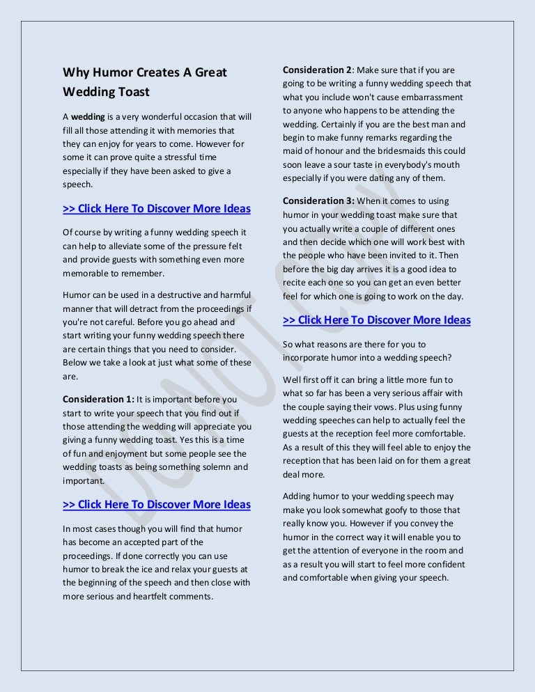 Why Humor Creates A Great Wedding Toast