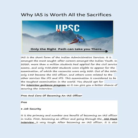 Why IAS is Worth All the Sacrifices