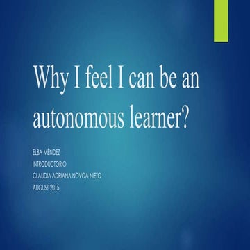 Why i feel i can be an autonomous f