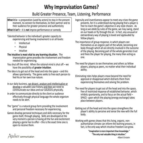 Why improvisational technique