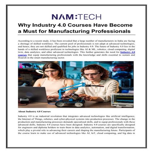 Why Industry 4.0 Courses Have Become a Must for Manufacturing Professionals
